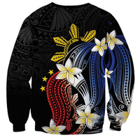 Personalized Philippines Tribal Sweatshirt Tropical Waves - Plumeria LT7 - Polynesian Pride