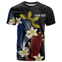 Personalized Philippines Tribal T Shirt Tropical Waves - Plumeria LT7 Black - Polynesian Pride