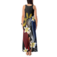 Personalized Philippines Tribal Tank Maxi Dress Tropical Waves - Plumeria LT7 - Polynesian Pride