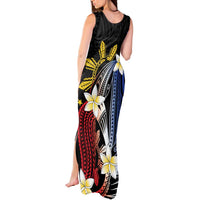Personalized Philippines Tribal Tank Maxi Dress Tropical Waves - Plumeria LT7 - Polynesian Pride
