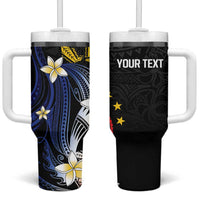 Personalized Philippines Tribal Tumbler With Handle Tropical Waves - Plumeria LT7 One Size: 40 oz Black - Polynesian Pride