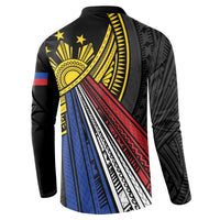 Philippines Sun Button Sweatshirt Pasifika Tribal Style LT7 - Polynesian Pride