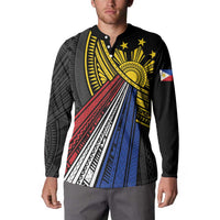 Philippines Sun Button Sweatshirt Pasifika Tribal Style LT7 - Polynesian Pride