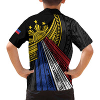 Philippines Sun Family Matching Off The Shoulder Long Sleeve Dress and Hawaiian Shirt Pasifika Tribal Style