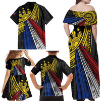 Philippines Sun Family Matching Off Shoulder Maxi Dress and Hawaiian Shirt Pasifika Tribal Style LT7 - Polynesian Pride