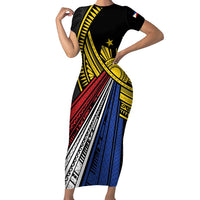 Philippines Sun Family Matching Short Sleeve Bodycon Dress and Hawaiian Shirt Pasifika Tribal Style
