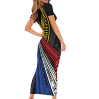 Philippines Sun Family Matching Short Sleeve Bodycon Dress and Hawaiian Shirt Pasifika Tribal Style