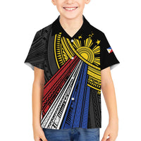 Philippines Sun Kid Hawaiian Shirt Pasifika Tribal Style LT7 Kid Black - Polynesian Pride