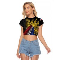 Philippines Sun Raglan Cropped T Shirt Pasifika Tribal Style