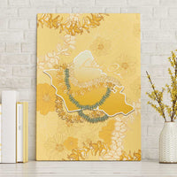 Hawaii Oahu Island Flowers Lei Canvas Wall Art Yellow Ilima Mix Plumeria