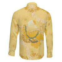 Hawaii Oahu Island Flowers Lei Family Matching Off The Shoulder Long Sleeve Dress and Hawaiian Shirt Yellow Ilima Mix Plumeria LT7 - Polynesian Pride
