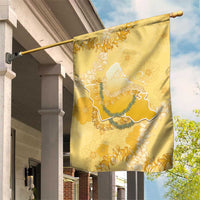 Hawaii Oahu Island Flowers Lei Garden Flag Yellow Ilima Mix Plumeria LT7 House Flag Yellow - Polynesian Pride