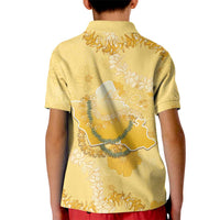 Hawaii Oahu Island Flowers Lei Kid Polo Shirt Yellow Ilima Mix Plumeria LT7 - Polynesian Pride