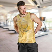 Hawaii Oahu Island Flowers Lei Men Tank Top Yellow Ilima Mix Plumeria LT7 Yellow - Polynesian Pride