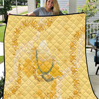 Hawaii Oahu Island Flowers Lei Quilt Yellow Ilima Mix Plumeria
