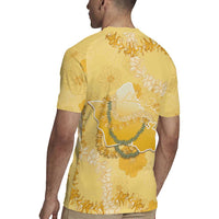 Hawaii Oahu Island Flowers Lei Rugby Jersey Yellow Ilima Mix Plumeria