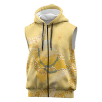 Hawaii Oahu Island Flowers Lei Sleeveless Zip Hoodie Yellow Ilima Mix Plumeria LT7 Yellow - Polynesian Pride