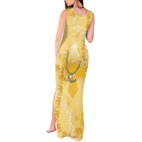 Hawaii Oahu Island Flowers Lei Tank Maxi Dress Yellow Ilima Mix Plumeria LT7 - Polynesian Pride