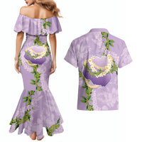 Hawaii Kauai Island Flowers Lei Couples Matching Mermaid Dress and Hawaiian Shirt Mokihana Lei LT7 - Polynesian Pride
