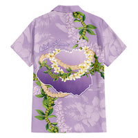 Hawaii Kauai Island Flowers Lei Family Matching Off The Shoulder Long Sleeve Dress and Hawaiian Shirt Mokihana Lei LT7 - Polynesian Pride