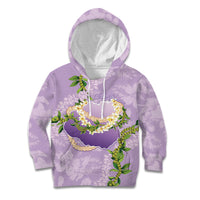 Hawaii Kauai Island Flowers Lei Kid Hoodie Mokihana Lei LT7 Hoodie Lavender - Polynesian Pride