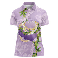 Hawaii Kauai Island Flowers Lei Women Polo Shirt Mokihana Lei LT7 Female Lavender - Polynesian Pride