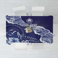 Fiji Queen Victoria School Personalised Tablecloth Masi Tapa Torn Style LT7 Blue - Polynesian Pride