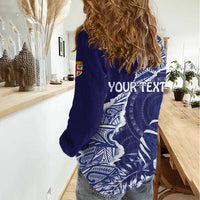 Fiji Queen Victoria School Personalised Women Casual Shirt Masi Tapa Torn Style