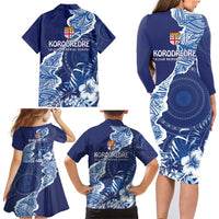 Fiji Lelean Memorial School Personalised Family Matching Long Sleeve Bodycon Dress and Hawaiian Shirt Korodredre Davuilevu Masi Mix Style