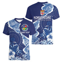 Fiji Lelean Memorial School Personalised Women V-Neck T-Shirt Korodredre Davuilevu Masi Mix Style