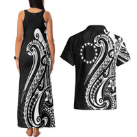 Kia Orana Cook Islands Couples Matching Tank Maxi Dress and Hawaiian Shirt Kerekere Plumeria Tropical Waves - Polynesian Pride