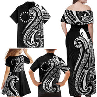 Kia Orana Cook Islands Family Matching Off Shoulder Maxi Dress and Hawaiian Shirt Kerekere Plumeria Tropical Waves - Polynesian Pride