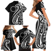 Kia Orana Cook Islands Family Matching Short Sleeve Bodycon Dress and Hawaiian Shirt Kerekere Plumeria Tropical Waves - Polynesian Pride