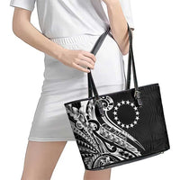 Kia Orana Cook Islands Leather Tote Bag Kerekere Plumeria Tropical Waves LT7 - Polynesian Pride
