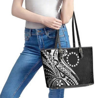 Kia Orana Cook Islands Leather Tote Bag Kerekere Plumeria Tropical Waves LT7 - Polynesian Pride