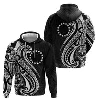 Kia Orana Cook Islands Zip Hoodie Kerekere Plumeria Tropical Waves - Polynesian Pride