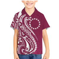 Kia Orana Cook Islands Family Matching Mermaid Dress and Hawaiian Shirt Maroon Plumeria Tropical Waves - Polynesian Pride