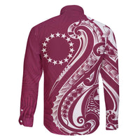 Kia Orana Cook Islands Family Matching Puletasi and Hawaiian Shirt Maroon Plumeria Tropical Waves - Polynesian Pride