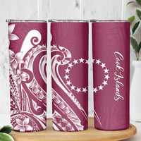 Kia Orana Cook Islands Skinny Tumbler Maroon Plumeria Tropical Waves LT7 - Polynesian Pride