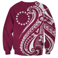 Kia Orana Cook Islands Sweatshirt Maroon Plumeria Tropical Waves - Polynesian Pride