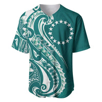 Kia Orana Cook Islands Baseball Jersey Teal Plumeria Tropical Waves - Polynesian Pride