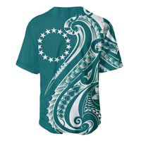 Kia Orana Cook Islands Baseball Jersey Teal Plumeria Tropical Waves - Polynesian Pride