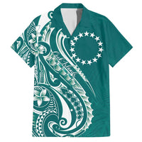Kia Orana Cook Islands Family Matching Tank Maxi Dress and Hawaiian Shirt Teal Plumeria Tropical Waves - Polynesian Pride