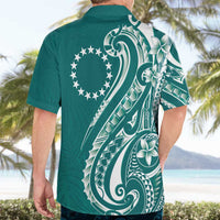 Kia Orana Cook Islands Hawaiian Shirt Teal Plumeria Tropical Waves - Polynesian Pride