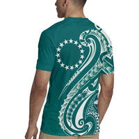Kia Orana Cook Islands Rugby Jersey Teal Plumeria Tropical Waves - Polynesian Pride