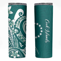 Kia Orana Cook Islands Skinny Tumbler Teal Plumeria Tropical Waves LT7 Teal - Polynesian Pride