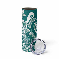 Kia Orana Cook Islands Skinny Tumbler Teal Plumeria Tropical Waves LT7 - Polynesian Pride