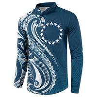 Kia Orana Cook Islands Button Sweatshirt Auika Plumeria Tropical Waves LT7 - Polynesian Pride