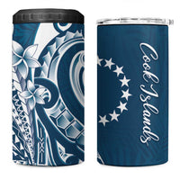 Kia Orana Cook Islands 4 in 1 Can Cooler Tumbler Auika Plumeria Tropical Waves LT7 One Size: 16 oz Navy Blue - Polynesian Pride