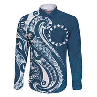 Kia Orana Cook Islands Family Matching Long Sleeve Bodycon Dress and Hawaiian Shirt Auika Plumeria Tropical Waves - Polynesian Pride